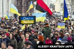 Во время Одесского марша патриотов, 2 марта 2014 года. Фото: AFP