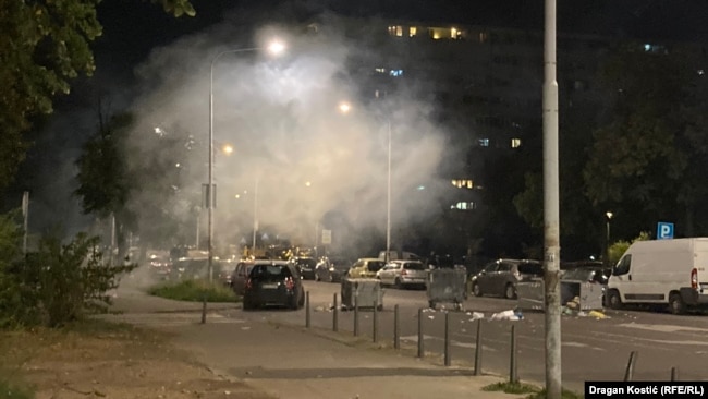Tymi nga gazi lotsjellës i hedhur në Novi Beograd, më 13 gusht 2025.