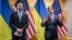 US Secretary of State Marco Rubio (r) and Ukrainian delegation head Andriy Yermak speak to the media following their Geneva talks on November 23.