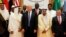U.S. President Donald Trump met with Bahrain's King Hamad and other Persian Gulf royalty during his visit to Saudi Arabia.