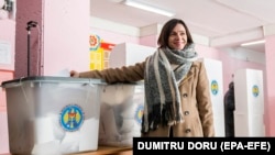Lidera PAS, Maia Sandu, la secția de votare, 24 februarie 2019