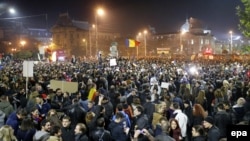 Акции протеста в Бухаресте, 4 ноября 2015 года.