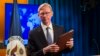 Brian Hook, special representative for Iran, leaves the podium after speaking about the creation of the Iran Action Group at the State Department, in Washington, Thursday, Aug. 16, 2018.