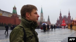 Ukrainian lawmaker Oleksiy Honcharenko on a visit to Moscow in March 2015, where he took part in a parade to honor slain Russian opposition leader Boris Nemtsov. 