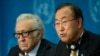 Международный посредник по Сирии Лахдар Брахими и генеральный секретарь ООН Пан Ги Мун на "Женеве-2"