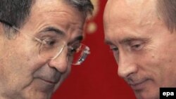 Romano Prodi la Moscova cu președintele Putin