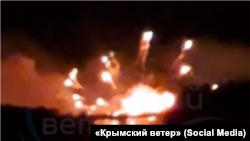 Скриншот із відео, на якому зафіксовано ймовірний удар по мосту в районі Роздольного в Криму, 18 червня 2026 року
