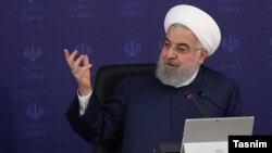 Iranian President Hassan Rouhani addressing a ceremony at the Ministry of Energy. June 4, 2020. 