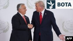 Kryeministri hungarez, Viktor Orban, dhe presidenti amerikan, Donald Trump, gjatë samitit për Gazën të mbajtur në Egjipt më 13 tetor 2025. 