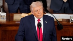 Președintele SUA, Donald Trump, în timpul discursul despre Starea Națiunii. Washington, 24 februarie, 2026.