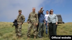 Armenia - U.S. Ambassador Lynne Tracy (R) visits an Armenian-Azerbaijani border area in Gegharkunik province, July 26,2021.