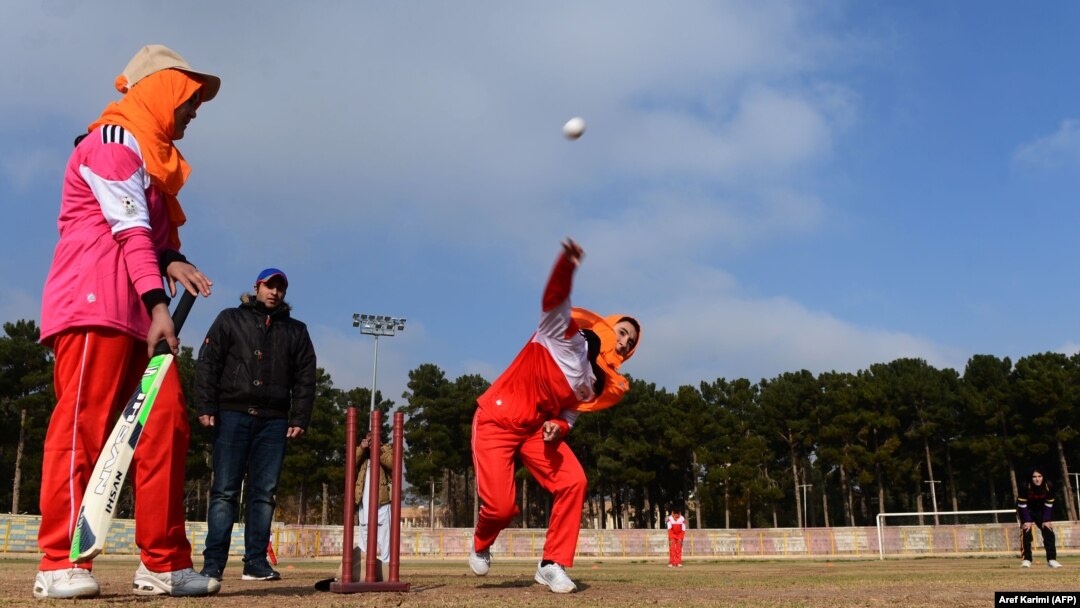 Afghan women play cricket at the grounds of the stadium in the western city of Herat in 2015.