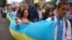 Resident of Dnipropetrovsk take part in a pro-Ukraine rally earlier this month.