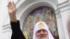 Patriarch of Moscow and All Russia Kirill waves during his visit to Odesa on July 20.