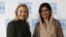 U.S. Secretary of State Hillary Clinton (left) met with Pakistan's Foreign Minister Hina Rabbani Khar in London on February 23.