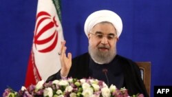 Presidenti iranian Hassan Rohani në konferencën e sotme për media