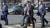 Armenia - Prime Minister Nikol Pashinian crosses a street near the parliament building in Yerevan, February 13, 2019.