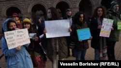 Protesters in Sofia rally against overbuilding in Bulgaria and the failure to protect the environment in February.