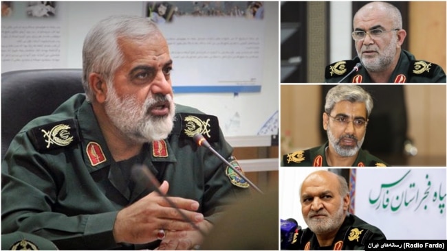 The commander of IRGC’s regional HQ in the south of Iran “Madineh”, Hamid Sarkheili and his provincial deputies Abazar Salari (Hormozgan), Hashem Ghiasi (Fars), and Ali Razmjou (Bushehr).