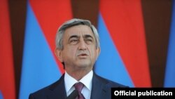 Armenia - President Serzh Sarkisian speaks at a reception dedicated to the 20th anniversary of Armenia's Independence, Sardarapat,14Sep,2011