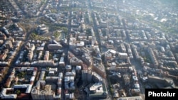 Armenia - Aerial view of a part of downtown Yerevan.