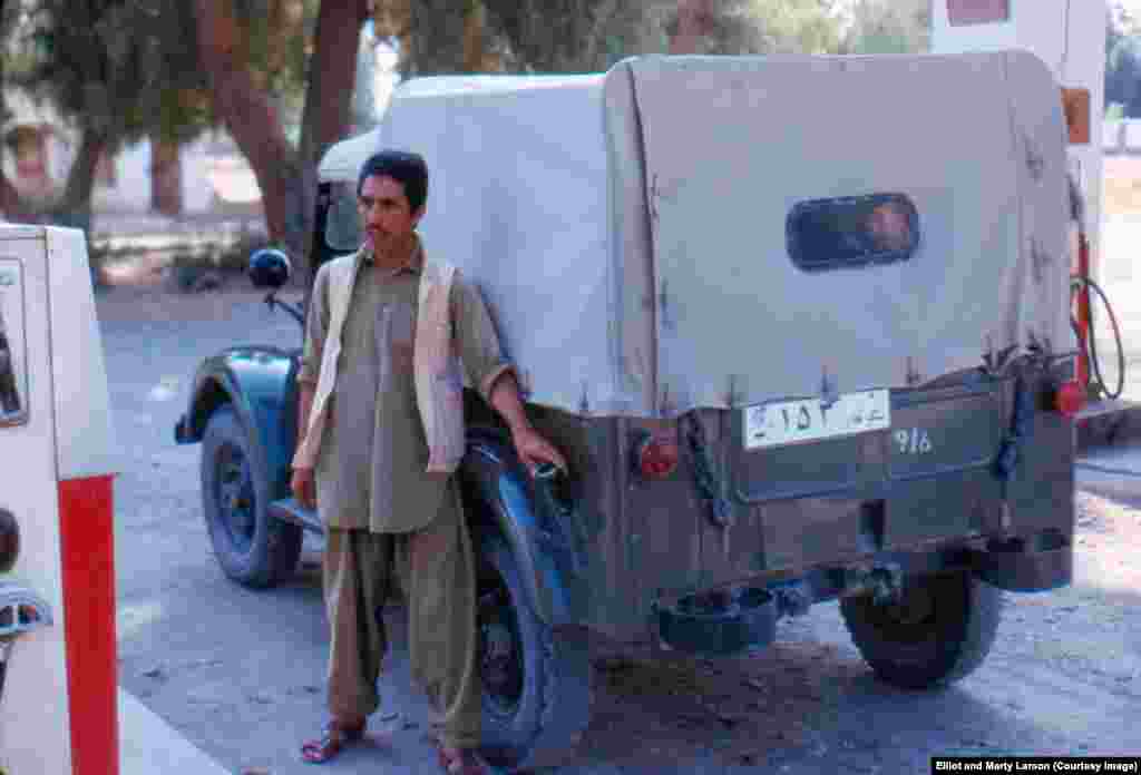 Elliot and his medical team were provided with a driver, pictured here filling up his Soviet jeep. Soviet influence in Afghanistan would became increasingly assertive until, in 1979, five years after the Larsons left the country, Soviet forces stormed the Kabul palace of communist President&nbsp;Hafizullah Amin.&nbsp;