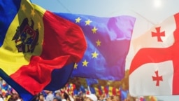 Флаги Молдовы, ЕС и Грузии