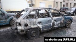 Belarus - Burnt car Opel Astra, Minsk, 05Mar2016