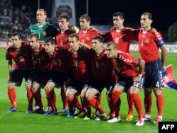 Slovakia - Players of the football team of Armenia pose before their Euro 2012 qualifying match Slovakia vs Armenia in Zilina , 06Sep2011