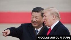 Xi Jinping și Donald Trump în Marea Sală a Poporului de la Beijing, 9 noiembrie 2017.