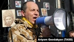 Andri Parubîi se adresează activiștilor EuroMaidan, 14 martie 2014.