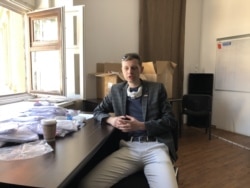 Sergei Vlasov, a member of the NO campaign, at the organization's office in Moscow.