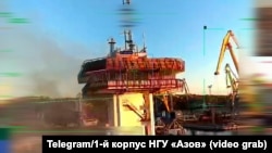 Атака БПЛА на морський порт в окупованому Маріуполі на кадрах відео 1-го корпусу НГУ «Азов»