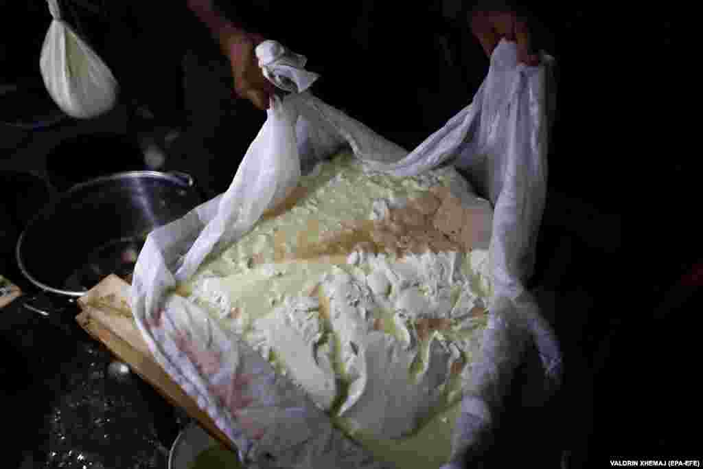 Balje produces traditional sheep cheese at a hut in the Sharr Mountains. The cheese, which has a distinctive taste, can be eaten alone but is often added to salads.