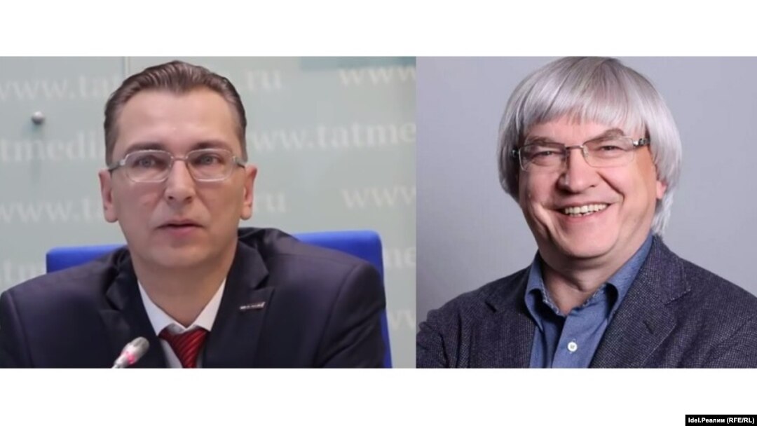 Андрей Кузьмин (генеральный директор АО "Татмедиа") и Андрей Григорьев (председатель совета директоров телекомпании "Эфир"). Кузьмин начинал карьеру журналистом на т/к "Эфир". Использованы фото радио Азатлык и сайта реальноевремя.рф 