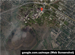 Шахта «Юнком» и террикон от нее на Google-картах