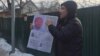 Kazakhstan - Serik Azhibay, an activist in front of the Chinese consulate in Almaty. 22 January 2020