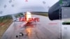 Скріншот із відео ударів СБУ по літаках стратегічної авіації Росії на аеродромі «Біла» («Бєлая», російською «Белая») в Іркутській області, що межує з Монголією. 1 червня 2025 року 