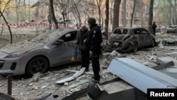 The aftermath of a Russian air strike on Dnipro on April 25.