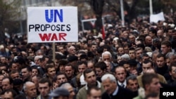 Tens of thousands marched in Pristina.