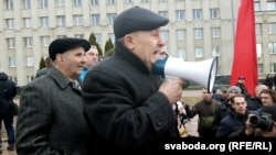 Belarus - 2-d "March of non-parasites" in Hrodna. Activist Mikalay Salyanik. Hrodna, 15Mar2017