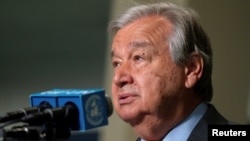 Secretarul general ONU, Antonio Guterres la conferința de revizuire a Tratatului de Neproliferare Nucleară, New York, 1 august 2022.