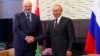 Belarusian leader Alyaksandr Lukashenka (left) meets with Russian President Vladimir Putin in the Black Sea resort of Sochi in September 2020.