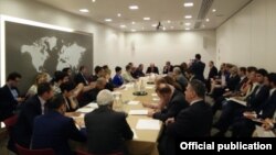 Britain - Bako Sahakian, the Karabakh president, speaks at Chatham House, London, 8July, 2015.