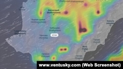 Дальность прямой видимости во время крушения самолета Ан-26 у поселка Куйбышево составляла около 12 километров. Скриншот страницы сайта www.ventusky.com