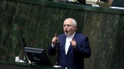 Iranian Foreign Minister Mohammad Javad Zarif delivers a speech in parliament over a bill to counter terrorist financing, October 7, 2018