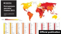 Transparency İnternational ұйымының сыбайлас жемқорлық көрсеткіші бойынша жариялаған есебінен скрин-шот. 2 желтоқсан 2013 жыл.