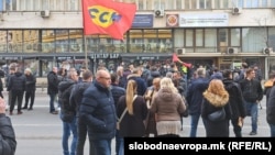 Блокада на ССМ пред Стопанска комора, Скопје, 12 февруари 2026