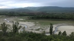 Обмелевшее Белогорское водохранилище, 13 мая 2020 года