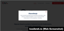Poruka pri otvaranju portala "Ko si bre ti"?